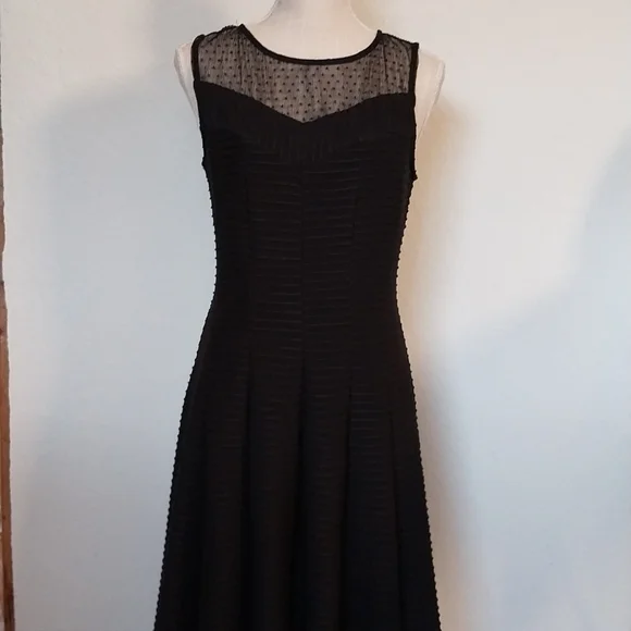 GABBY & SKYE | Dresses | Black Skater Dress Midi Swiss Dot By Gabby Skye |  Poshmark
